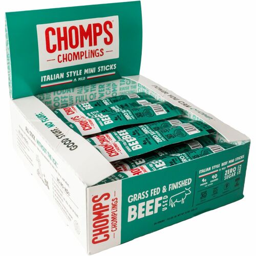 CHOMPS Chomplings Snack Sticks - Gluten-free, Non-GMO - Italian Style Beef - 0.50 oz - 24 / Pack