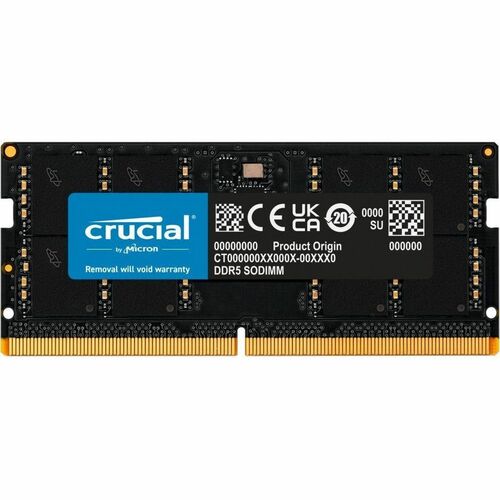 Crucial 48GB DDR5 SDRAM Memory Module - For Notebook, Motherboard, Computer - 48 GB (1 x 48GB) - DDR5-5600/PC5-44800 DDR5 SDRAM - 5600 MHz - CL46 - 1.10 V - Non-ECC - Unbuffered, Unregistered - 262-pin - SoDIMM