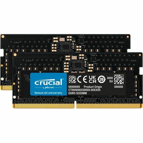 Crucial 16GB (2 x 8GB) DDR5 SDRAM Memory Kit - For Computer, Notebook - 16 GB (2 x 8GB) - DDR5-5600/PC5-44800 DDR5 SDRAM - 5600 MHz - CL46 - 1.10 V - Unbuffered - 262-pin - SoDIMM