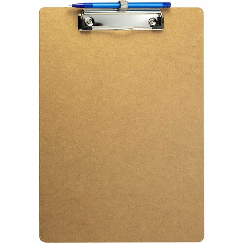 Officemate Letter-Size Wood Clipboard w/Pen Holder, 6PK - 11" x 8 1/2" - Wood - Brown - 1 Each