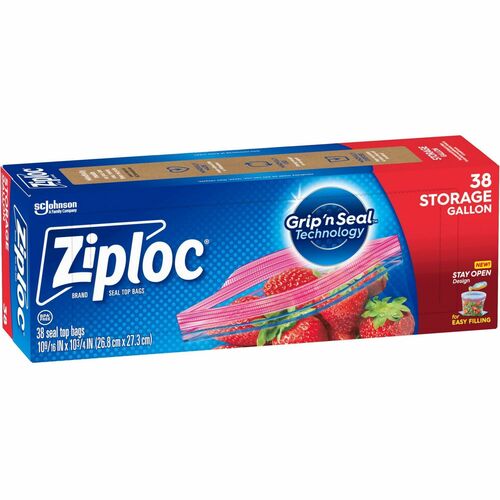 Ziploc® Stand-Up Storage Bags - 1 gal Capacity - Blue - 38/Box - Kitchen, Storage