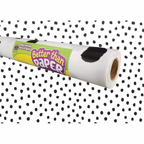 Teacher Created Resources Better Than Paper Board Roll - Bulletin Board, Classroom - 48" Width x 12 ft Length - Black Dots on White - 1 Roll