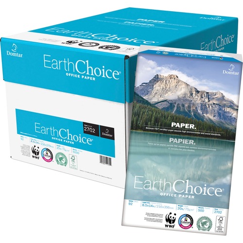 Domtar EarthChoice Office Paper - Legal - 8 1/2" x 14" - 20 lb Basis Weight - 500 / Pack - FSC - White