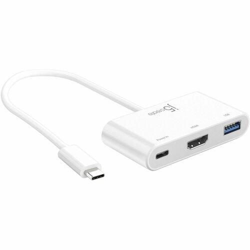 j5create USB-C to HDMI & USB 3.0 with Power Delivery - 1 Pack - 1 x USB 3.2 Type C - Male - 1 x HDMI 2.1 Digital Audio/Video - Female, 1 x USB 3.0 (Gen 1) Type A - Female, 1 x Powered USB Type C - Female - 3840 x 2160 Supported - White