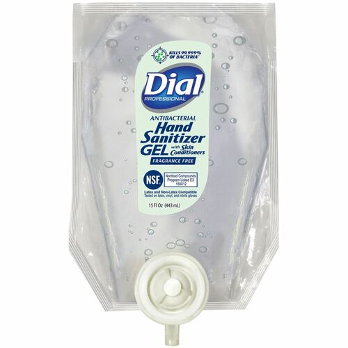 Dial Professional Hand Sanitizer Gel Refill - 15 fl oz (443.6 mL) - Bacteria Remover - Hand - Clear - Fragrance-free, Dye-free - 1 Each