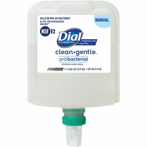 Dial 1700 Refill Clean+ Foaming Hand Wash - Fragrance-free Scent - Hand - Antibacterial - White - Dye-free, Hygienic, Odor Neutralizer - 1 Each