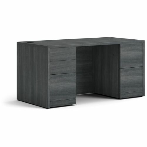 HON 10500 Series Sterling Ash Laminate Desking - 60" x 30"29.5" - 5 x File, Box, Storage Drawer(s) - Double Pedestal