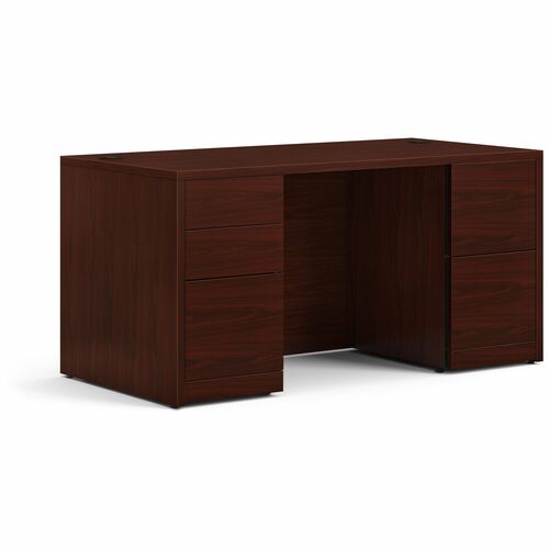 HON 10500 Series Mahogany Laminate Office Desking - 60" x 30"29.5" - 5 x File, Box, Storage Drawer(s) - Double Pedestal