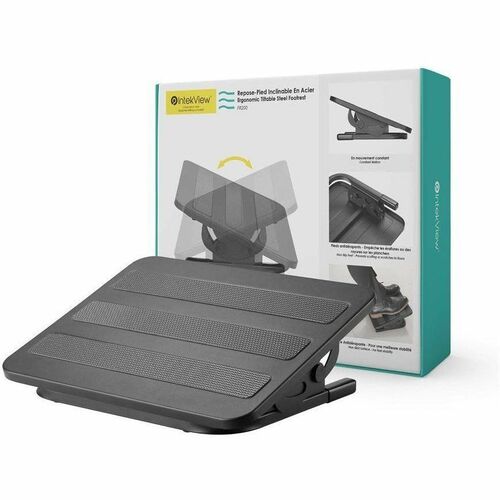 IntekView Foot Rest - FR200 - 9.65" (245 mm) to 15.75" (400 mm) Adjustable Height - Black - Steel - 1 Pack