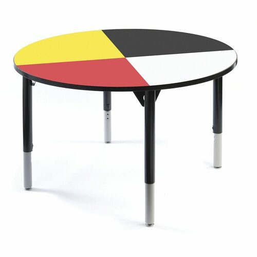MITYBILT Solid Medicine Wheel Table - 1" Table Top Thickness x 48" Table Top Diameter - Powder Coated - High Pressure Laminate (HPL), High Density Particleboard (HDP) - 1 Each