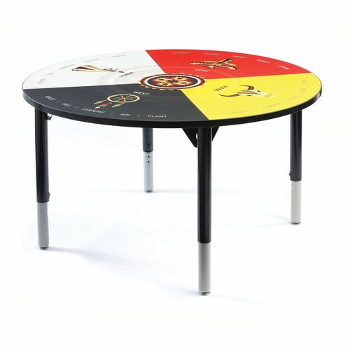 MITYBILT Graphic Medicine Wheel Table - 1" Table Top Thickness x 48" Table Top Diameter - Powder Coated - High Pressure Laminate (HPL), High Density Particleboard (HDP) - 1 Each