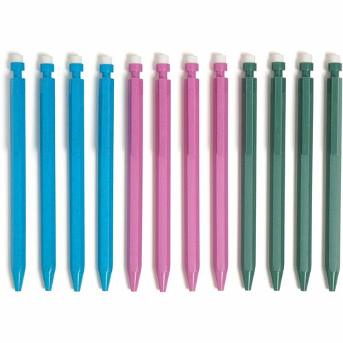 U Brands U-Eco Mechanical Pencil - 0.7 mm Green, Pink, Blue, Gray Lead - HB/#2 - Refillable - Green, Pink, Blue Barrel - 12 / Pack