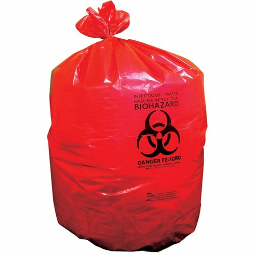 Heritage Healthcare Can Liners - 33 gal Capacity - 33" Width x 39" Depth - 1.30 mil (33 Micron) Thickness - Low Density - Red - Resin, Linear Low-Density Polyethylene (LLDPE), Plastic - 150/Carton - Can