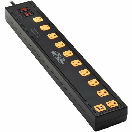 Tripp Lite by Eaton Protect It! TLP1010USB 10-Outlets Surge Suppressor/Protector - 10 x NEMA 5-15R - 4500 J - 120 V AC Input - USB - 10 ft