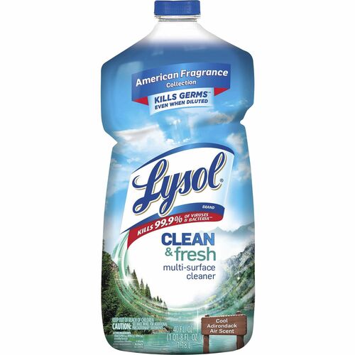 Lysol Multisurface Disinfectant - For Multi Surface - 40 oz (2.50 lb) - Cool Adirondack Air Scent - 9 / Carton - Disinfectant, Versatile, Long Lasting - Clear