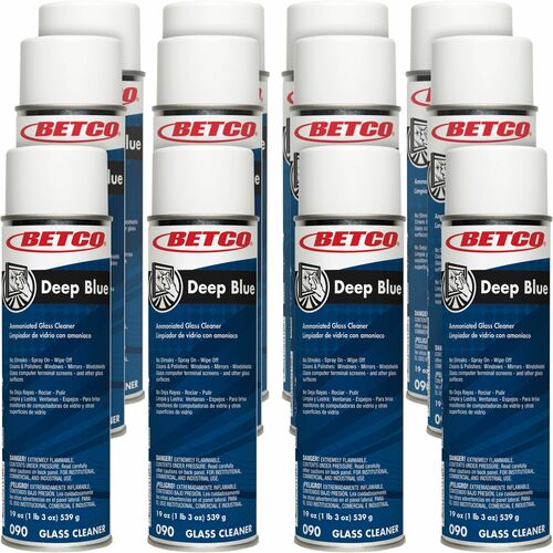 Betco Deep Blue Glass & Surface Cleaner - 19 oz (1.19 lb) - 12 / Carton - Quick Drying, Non-abrasive - White