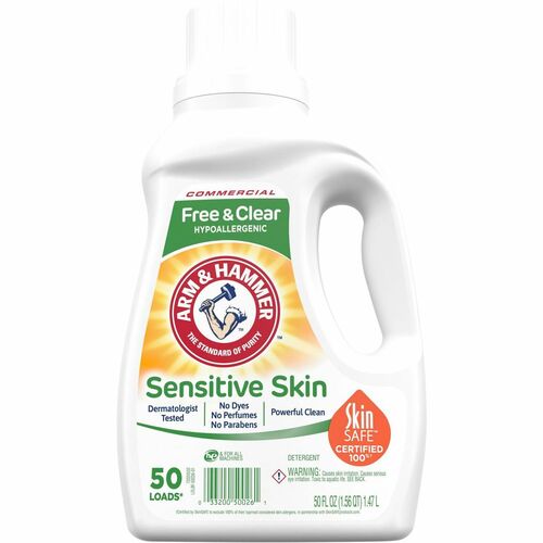 Arm & Hammer Free & Clear Liquid Detergent - 50 loads - HE Formula - Concentrate - 50 fl oz (1.6 quart) - 1 Each - Hypoallergenic, Dye-free, Preservative-free - Clear