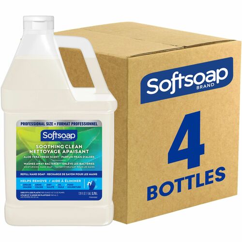 Softsoap Professional Hand Soap - Aloe Vera ScentFor - 1 gal (3.8 L) - Grease Remover, Grime Remover, Dirt Remover, Oil Remover, Bacteria Remover - Hand, Skin - Moisturizing - White - pH Balanced - 4 / Carton
