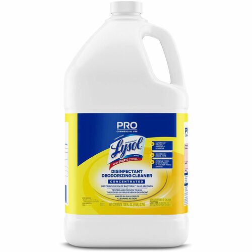 Lysol Deodorizing Cleaner - Concentrate - 128 oz (8 lb) - Lemon Scent - 1 Each - Disinfectant, Deodorize, Versatile - Yellow