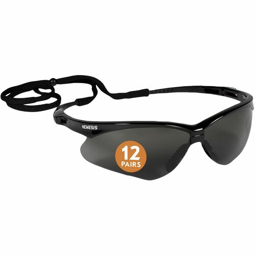Kleenguard V30 Nemesis Safety Eyewear - Recommended for: Workplace, Home - UVA, UVB, UVC Protection - Polycarbonate - Durable, Lightweight, Wraparound Frame, Anti-fog, Flexible, Soft, Neck Cord - 12 / Box