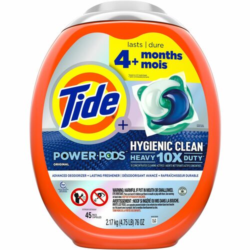 Tide Hygienic Clean Heavy Duty Pods - Concentrate - Original Scent - 45 / Pack - Hygienic, Heavy Duty - Orange