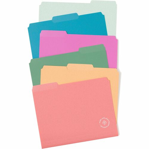 U Brands 1/3 Tab Cut Letter Organizer Folder - 8 1/2" x 11" - 1/2" Expansion - Assorted Position Tab Position - Poly, Polypropylene - Assorted - 0% Recycled - 24 / Pack