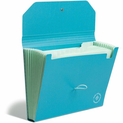 U Brands 1/12 Tab Cut Letter Organizer Folder - 8 1/2" x 11" - 6" Expansion - 13 Pocket(s) - Polyethylene - Blue - 0% Recycled - 1 Each