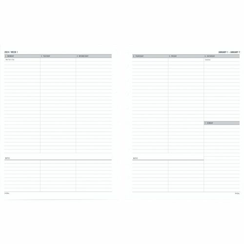 TUL; Discbound Weekly Planner Refill Pages, Untimed Vertical Format, Letter Size, January To December 2024 - Weekly - 12 Month - January 2024 - December 2024 - 1 Week Double Page Layout - 8 1/2" x 11" Sheet Size - Discbound - White - Paper - Notes Section