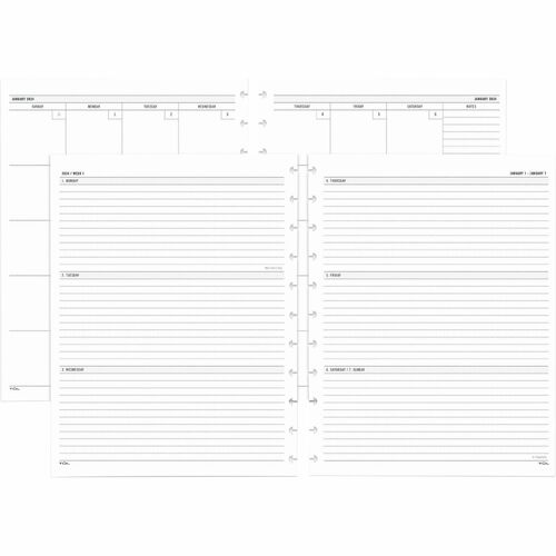 TUL Discbound Weekly/Monthly Planner Refill Pages, Letter Size - Weekly, Monthly - 12 Month - January 2024 - December 2024 - 1 Week, 1 Month Double Page Layout - 8 1/2" x 11" Sheet Size - Discbound - White - Paper - Notes Section, International Holiday, R