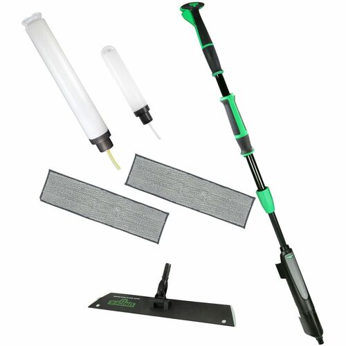 Unger Excella Floor Cleaning Straight Kit - For Floor - Ergonomic, Portable, Washable, Reusable, Handle - MicroFiber - 1 Carton - Green, Black