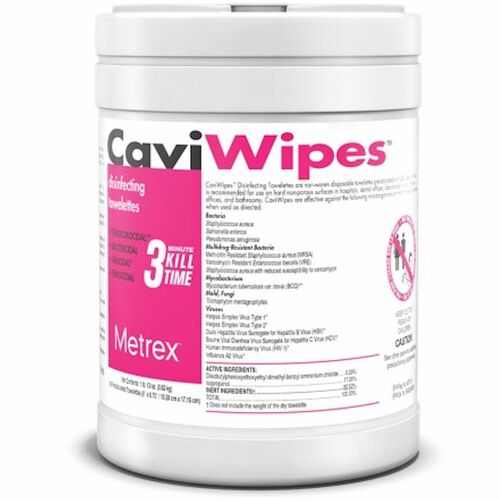 Metrex CaviWipes - Concentrate - 6.75" Length x 6" Width - 12 / Carton - Durable, Easy to Use - White