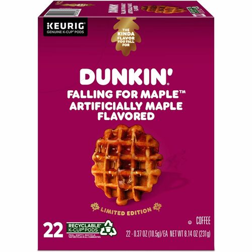 Dunkin' Donuts® K-Cup Falling for Maple Artificially Maple Flavored Coffee - Compatible with Keurig Brewer - Medium - 22 / Box