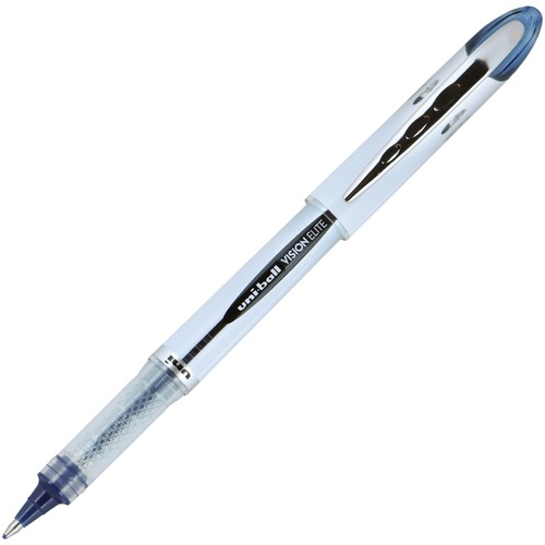 uni-ball® Vision™ Elite™ Liquid Ink Rollerball Pens, Bold Point, 0.8 mm, White Barrel, Blue/Black Ink, Pack Of 12 - 0.8 mm Bold Pen Point - Black/Blue Ink - Pigment-based - 1 Dozen