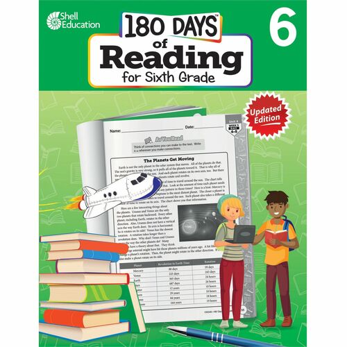 Shell Education 180 Days of Reading for Sixth Grade, 2nd Edition Printed Book - Grade 6 - English