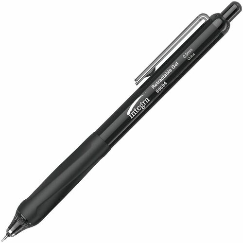 Integra Silent Retractable Gel Pens - 0.5 mm Pen Point Size - Retractable - Black - 12 / Box
