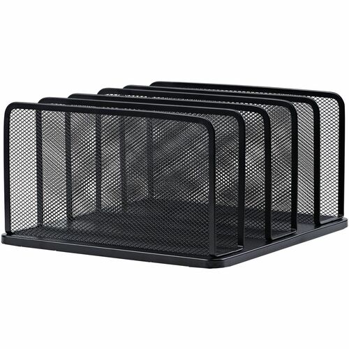 Lorell 5-Tier Letter Tray - 5 Tier(s) - Vertical - Side-loading, Sturdy - Black - Steel Mesh - 1 Each