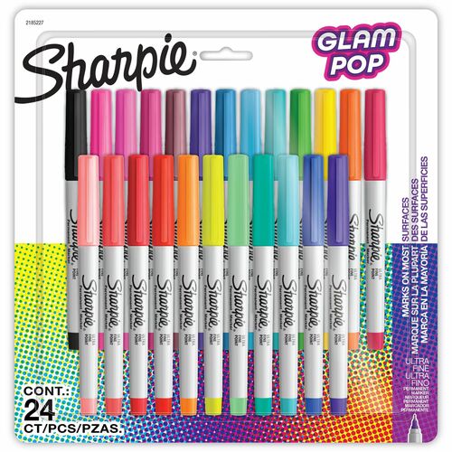 Sanford Glam Pop Permanent Markers - Ultra Fine Marker Point - Assorted - 24 / Pack