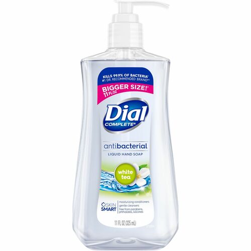 Dial White Tea Antibacterial Hand Soap - White Tea ScentFor - 11 fl oz (325.3 mL) - Pump Dispenser - Bacteria Remover - Hand, Healthcare, School, Office, Restaurant, Daycare - Moisturizing - Antibacterial - Clear - 1 Each