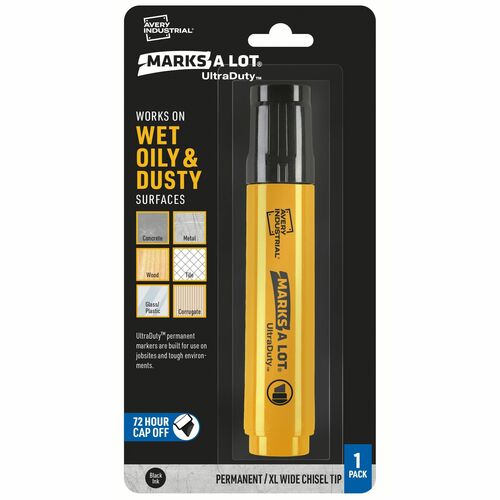 Avery® Marks A Lot UltraDuty Markers, XL Wide Tip, 1 Black Marker (29865) - 18 mm Narrow Narrow Chisel, Bold, XL Wide Marker Point - Black Ink - Polyester Tip - 1 / Pack