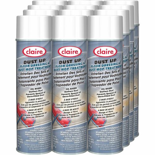 Claire Dust Up Dust Mop Treatment - 14 fl oz (0.4 quart) - Pleasant Lemon ScentCan - 12 / Carton - Pleasant Scent - Pale Yellow