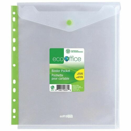 EcoOffice Poly Binder Pocket with Snap, Top Load