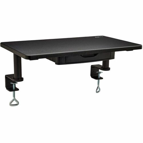 Tripp Lite by Eaton Desk-Clamp Monitor Riser with Storage Drawer, TAA - 18.14 kg Load Capacity - 6.50" (165.10 mm) Height x 23.60" (599.44 mm) Width x 13.70" (347.98 mm) Depth - Desk, Table - Medium Density Fiberboard (MDF) - Black - TAA Compliant