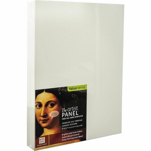 Winsor & Newton Ampersand Canvas Texture Panel - 12" Height x 9" Width x 1.5" Depth - White - Canvas, Hardwood - 2 / Pack