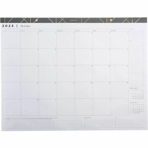 russell+hazel 2023-2024 Monthly Desktop Calendar - Monthly - 15 Month - October 2023 - December 2024 - Desk - 17" Height x 22" Width - Monthly Calendar, Goal Section, Reminder Section - 1