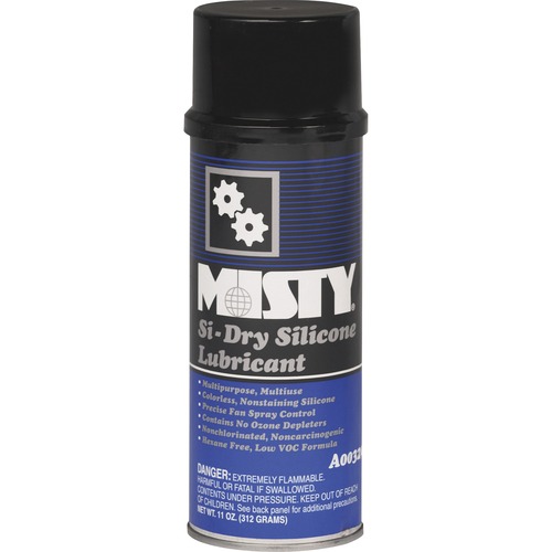 MISTY Si-dry Silicone Lubricant - For Multipurpose, Multi Surface - Aerosol, Lubricant - 11 fl oz (0.3 quart) - Floral Scent - Low VOC, Noncarcinogenic, Chlorine-free, Hexane-free, Quick Drying, Non-staining, Ozone-safe - 12 / Carton