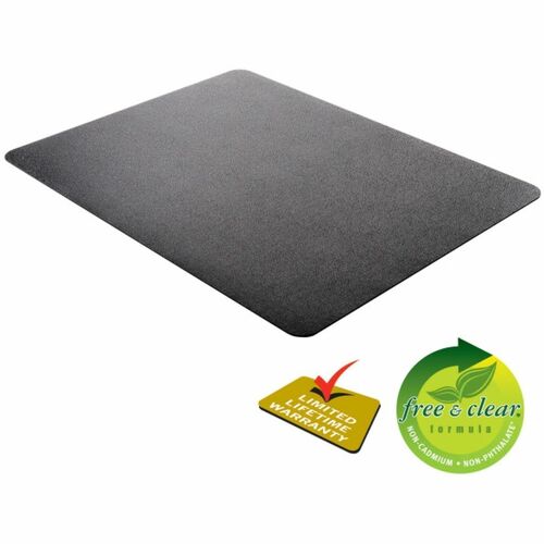 Deflecto SuperMat Medium Pile Carpet Chairmat - Carpeted Floor, Home Office, Indoor, Medium Pile Carpet, Commercial, Chair, Hard Floor - 53" Length x 45" Width x 0.500" Thickness - Rectangular - Black - 1 Each
