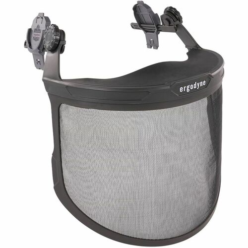 Ergodyne Skullerz 8989 Hard Hat Mesh Face Shield - Recommended for: Forestry, Landscaping - Eye, Full Face, Impact, Visibility, Debris, Particulate, Dust, Head Protection - Mesh, Metal - Gray - Impact Resistant, Breathable, Visor, Adjustable
