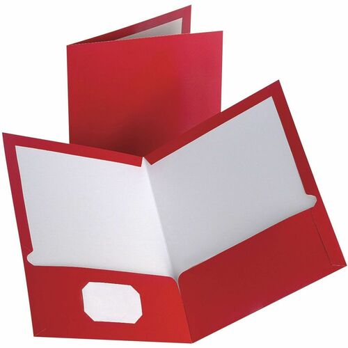 Oxford Straight Tab Cut Letter Portfolio - 8 1/2" (215.90 mm) x 11" (279.40 mm) - 100 Sheets Capacity - 2 Inside Front & Back Pocket(s) - Paperboard - Red - 0% Recycled - 1 Each
