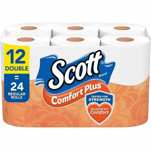 Scott ComfortPlus Toilet Paper - 1 Ply - 231 Sheets/Roll - White - PaperRollRoll - 12 / Pack