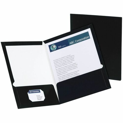 Oxford Letter Portfolio - 8 1/2" (215.90 mm) x 11" (279.40 mm) - 100 Sheets Capacity - 2 Pocket(s) - Paper - Black - 1 Each